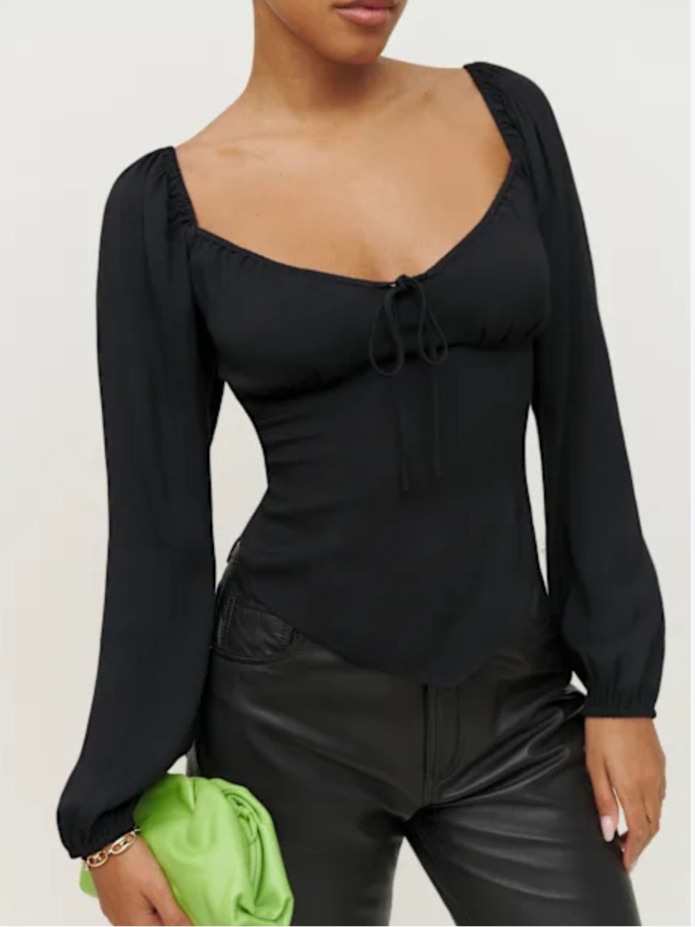 REFORMATION Rya Top in Black
